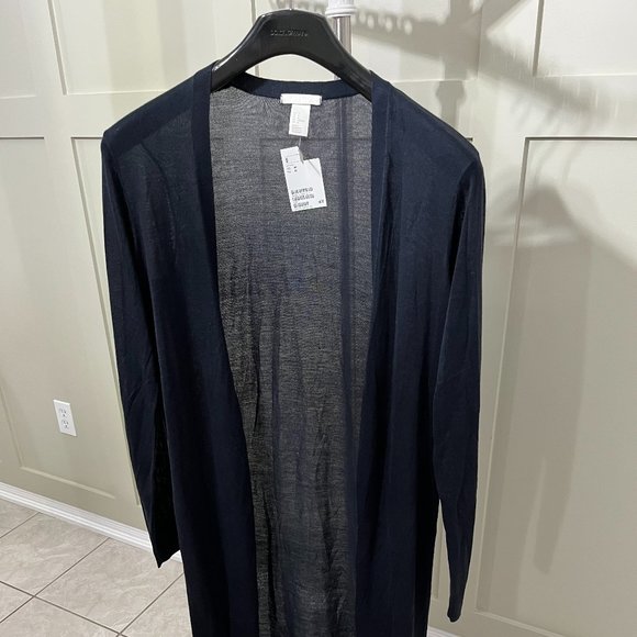 H&M - (NWT) Knee-Length Cardigan, Black - Picture 2 of 4